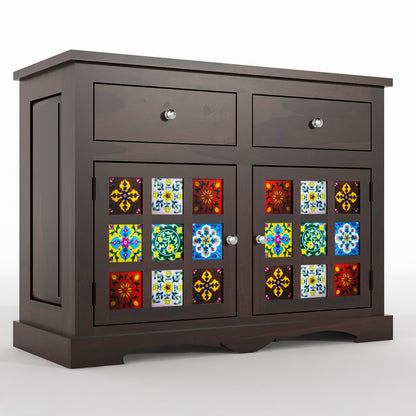 Pivra Solid Sheesham Wood Sideboard and Cabinets (Walnut Finish)