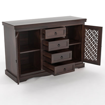 Pivra Solid Sheesham Wood Sideboard and Cabinets (Walnut Finish)