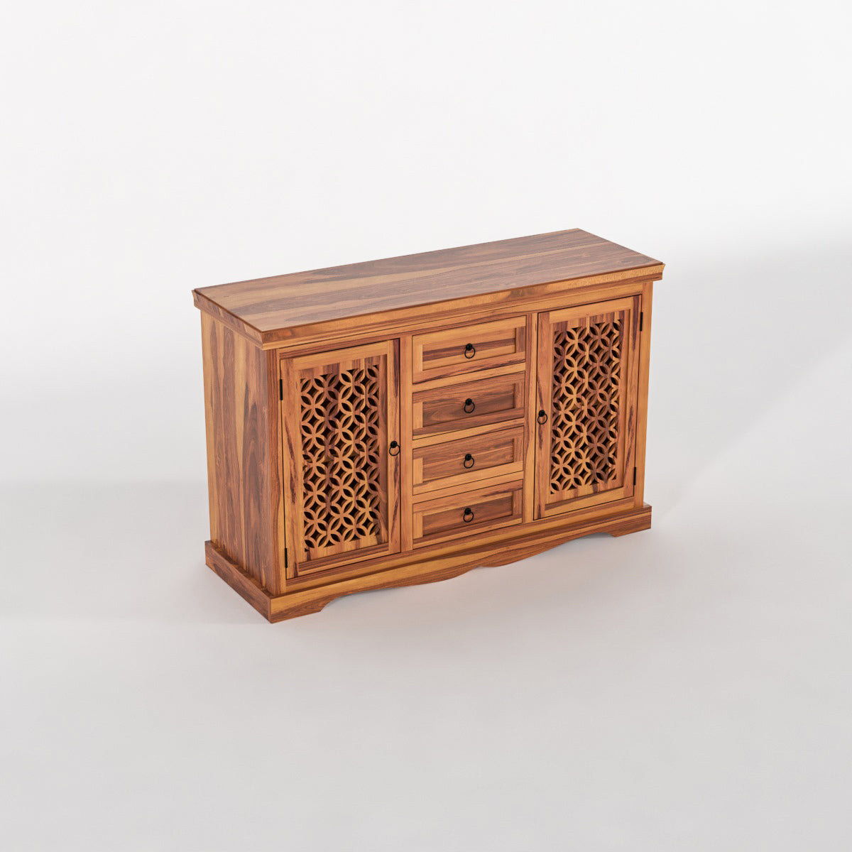 Pivra Solid Sheesham Wood Sideboard and Cabinets (Honey Finish)