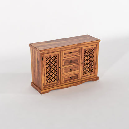 Pivra Solid Sheesham Wood Sideboard and Cabinets (Honey Finish)