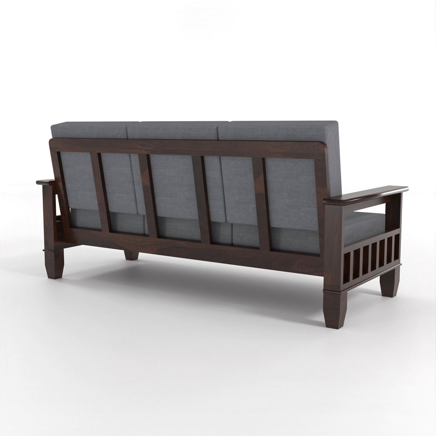 Trivralionel 3 Seater Solid Sheesham Wood Sofa Set (Walnut Finish)