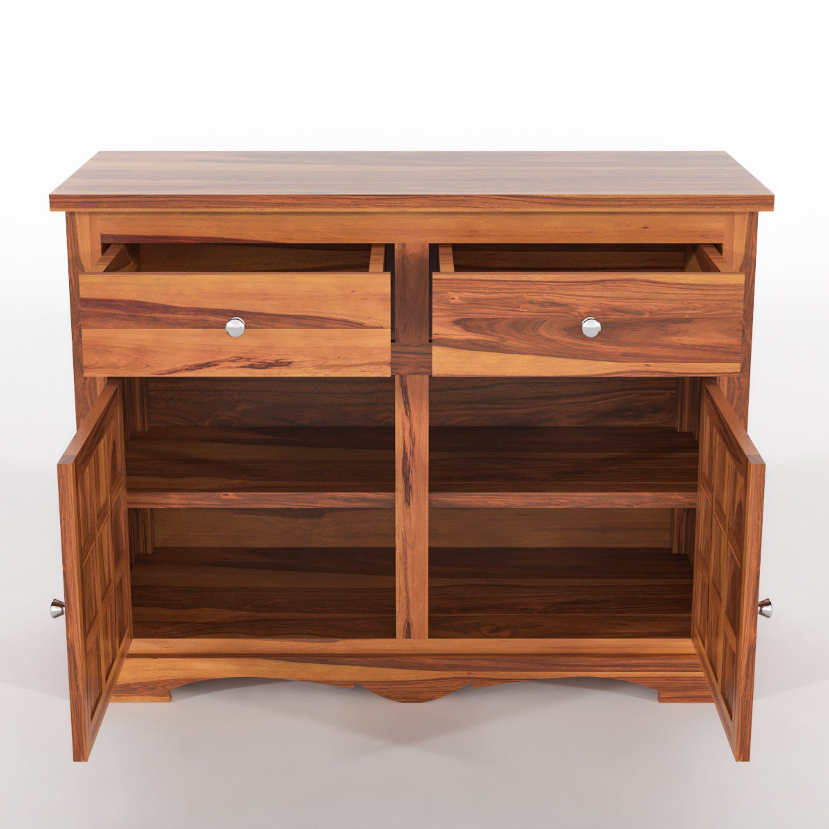 Pivra Solid Sheesham Wood Sideboard and Cabinets (Honey Finish)