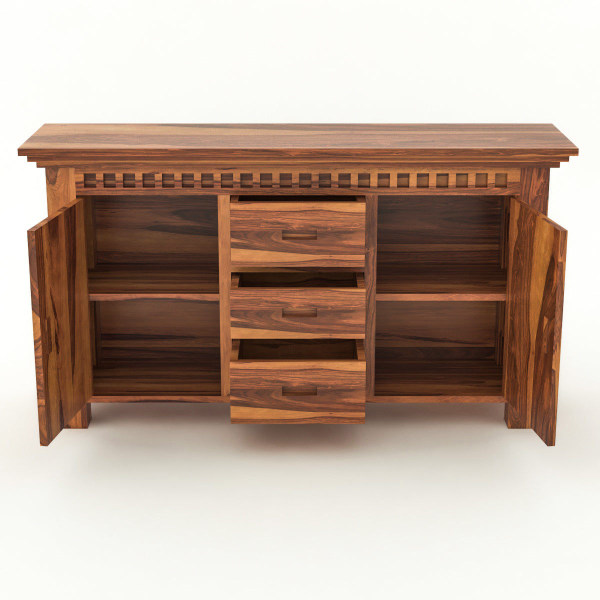 Pivra Solid Sheesham Wood Sideboard and Cabinets (Honey Finish)