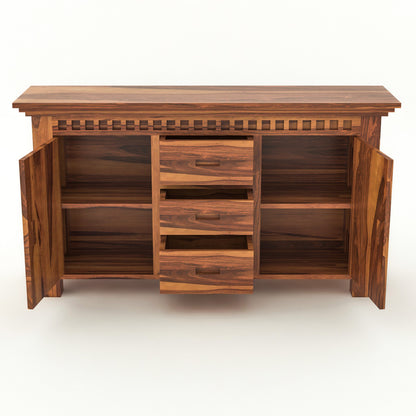 Pivra Solid Sheesham Wood Sideboard and Cabinets (Honey Finish)