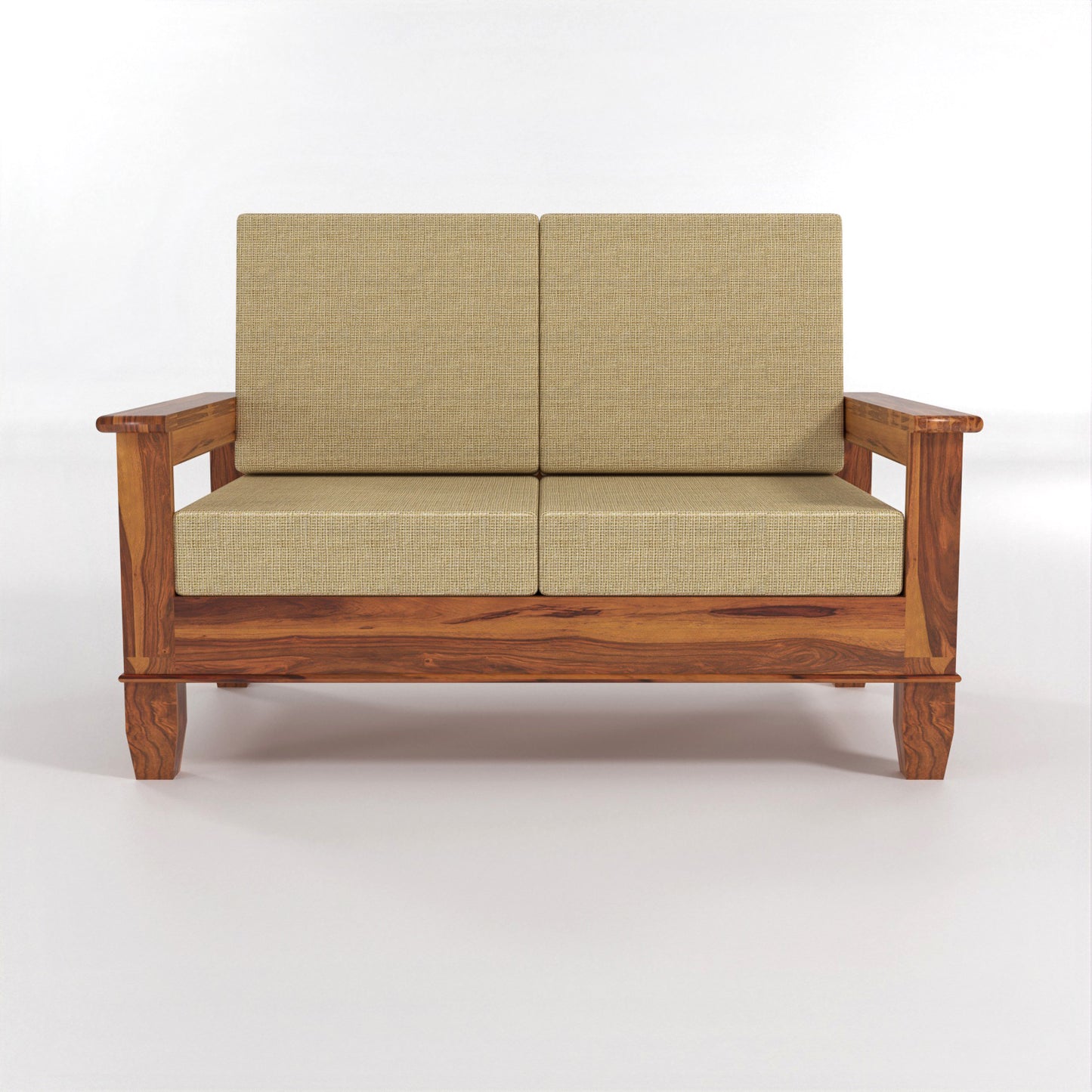 Trivralionel 2 Seater Solid Sheesham Wood Sofa Set (Honey Finish)