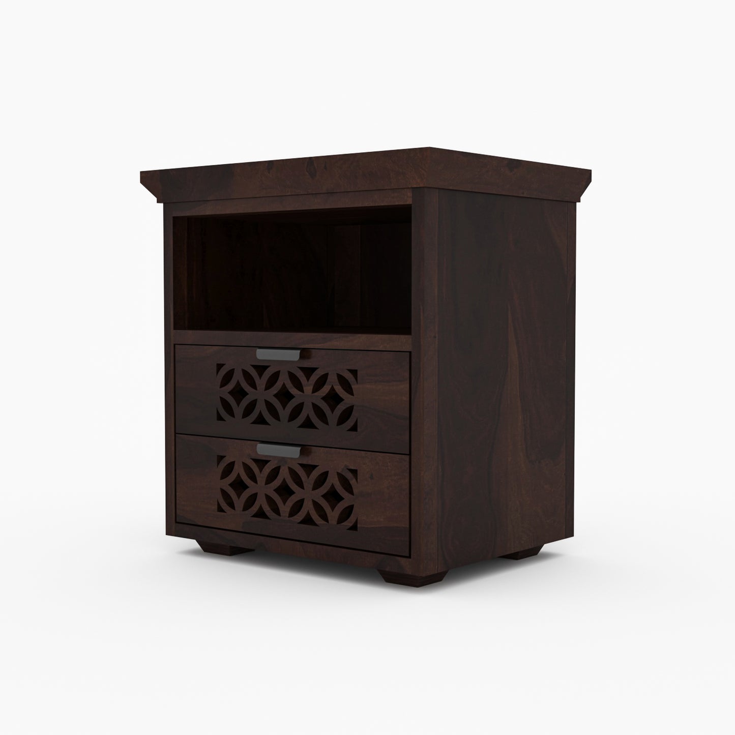 Movralionel Solid Sheesham Wood Bedside Table (Walnut Finish)