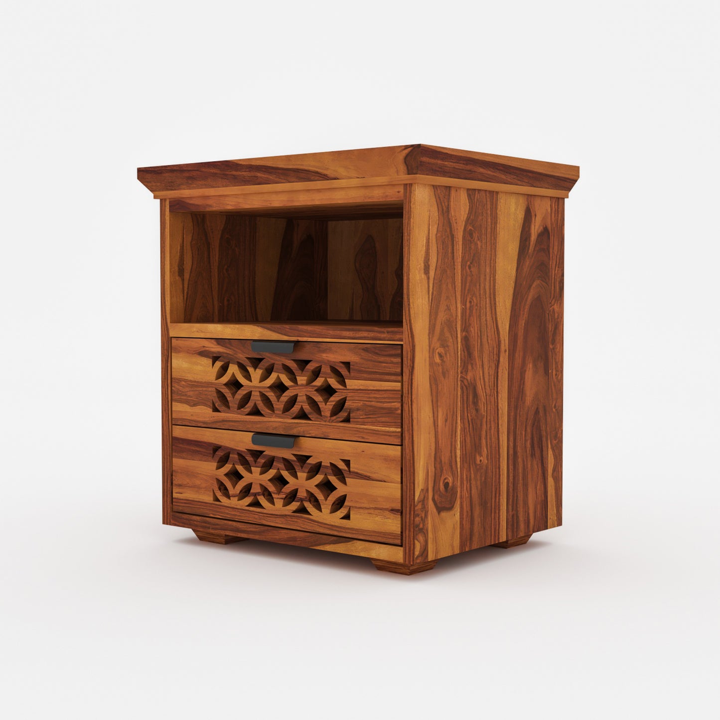 Movralionel Solid Sheesham Wood Bedside Table (Natural Finish)