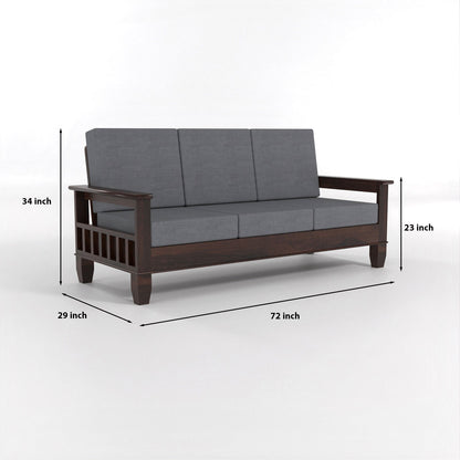 Trivralionel 3 Seater Solid Sheesham Wood Sofa Set (Walnut Finish)