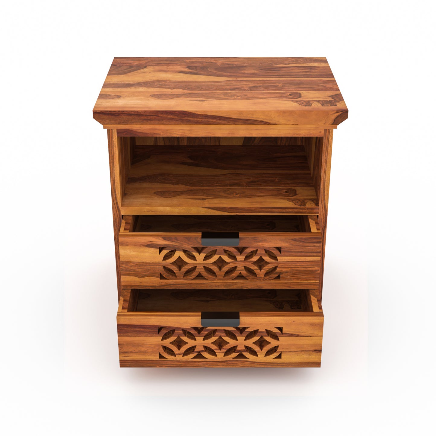 Movralionel Solid Sheesham Wood Bedside Table (Natural Finish)