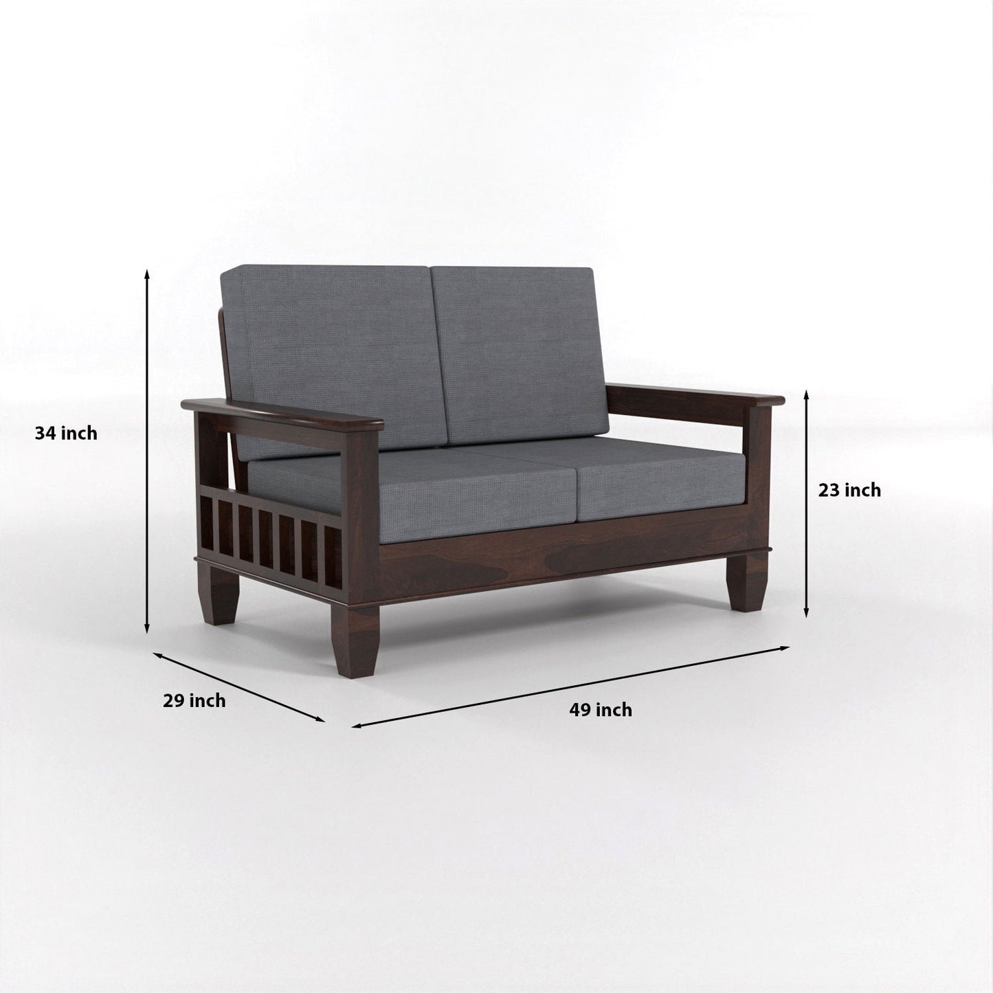 Trivralionel 2 Seater Solid Sheesham Wood Sofa Set (Walnut Finish)