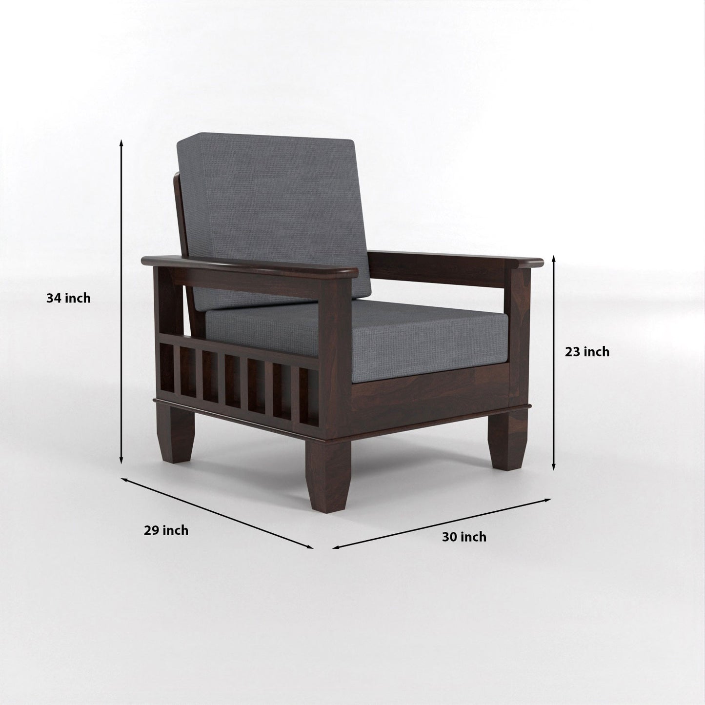 Trivralionel 5  Seater Solid Sheesham Wood Sofa Set 3+1+1 (Walnut Finish)