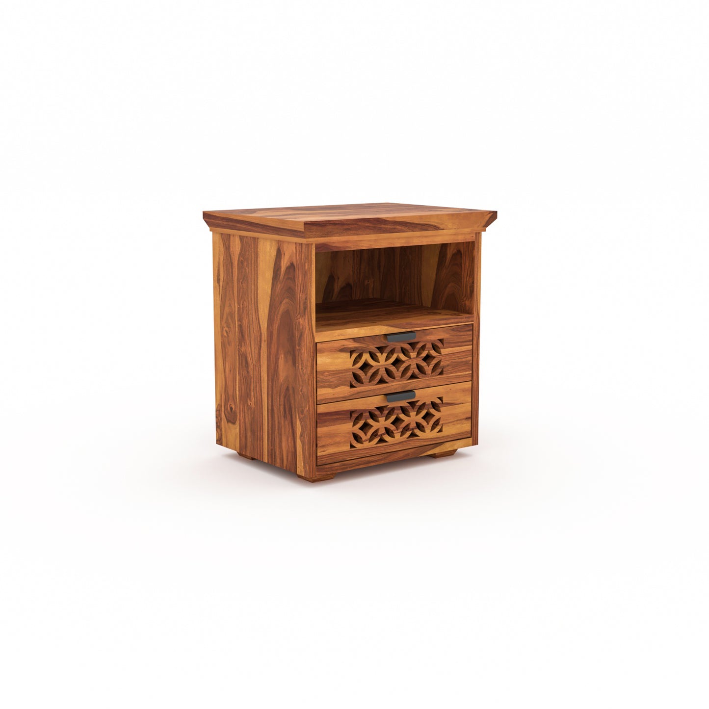 Movralionel Solid Sheesham Wood Bedside Table (Natural Finish)