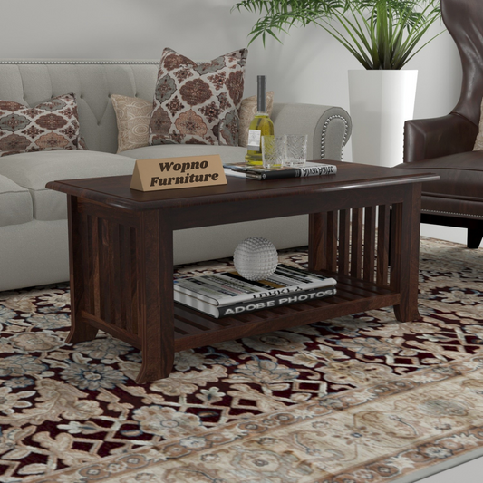 Tivorn Solid Sheesham Wood Coffee Table (Walnut Finish)