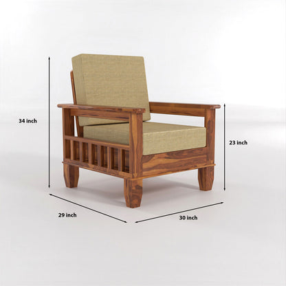 Trivralionel 5  Seater Solid Sheesham Wood Sofa Set 3+1+1 (Honey Finish)