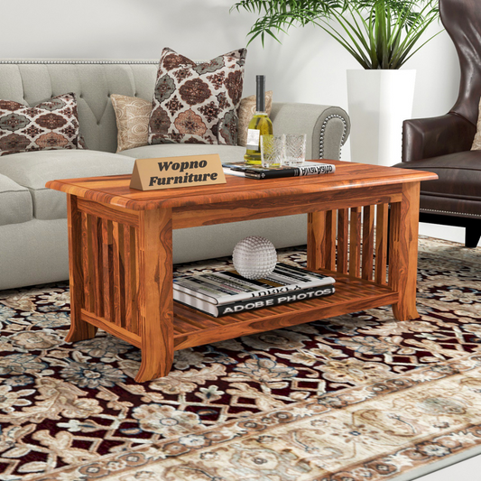 Tivorn Solid Sheesham Wood Coffee Table (Honey Finish)