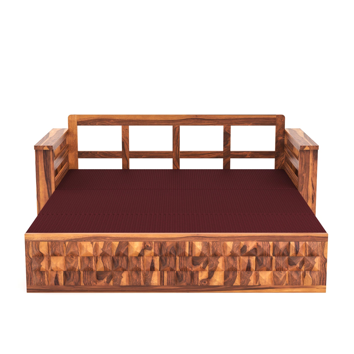 Orvan Solid  Sheesham Wooden 3 Seater diamond Sofa Cum Bed  (Walnut ,Finish )