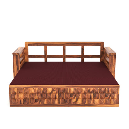 Orvan Solid  Sheesham Wooden 3 Seater diamond Sofa Cum Bed  (Walnut ,Finish )