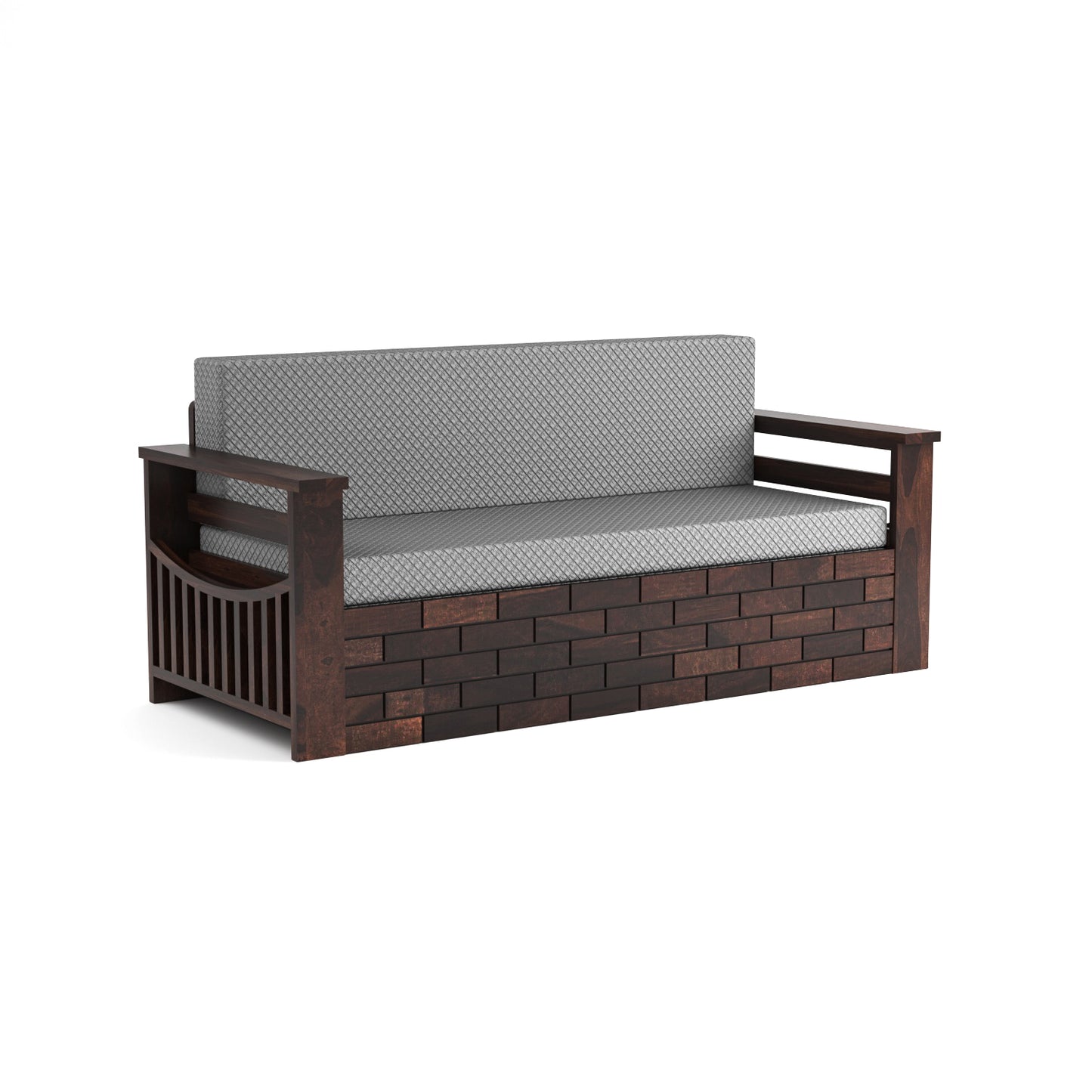 Bralor Solid Sheesham Wooden 3 Seater Sofa Cum Bed (Walnut  Finish)