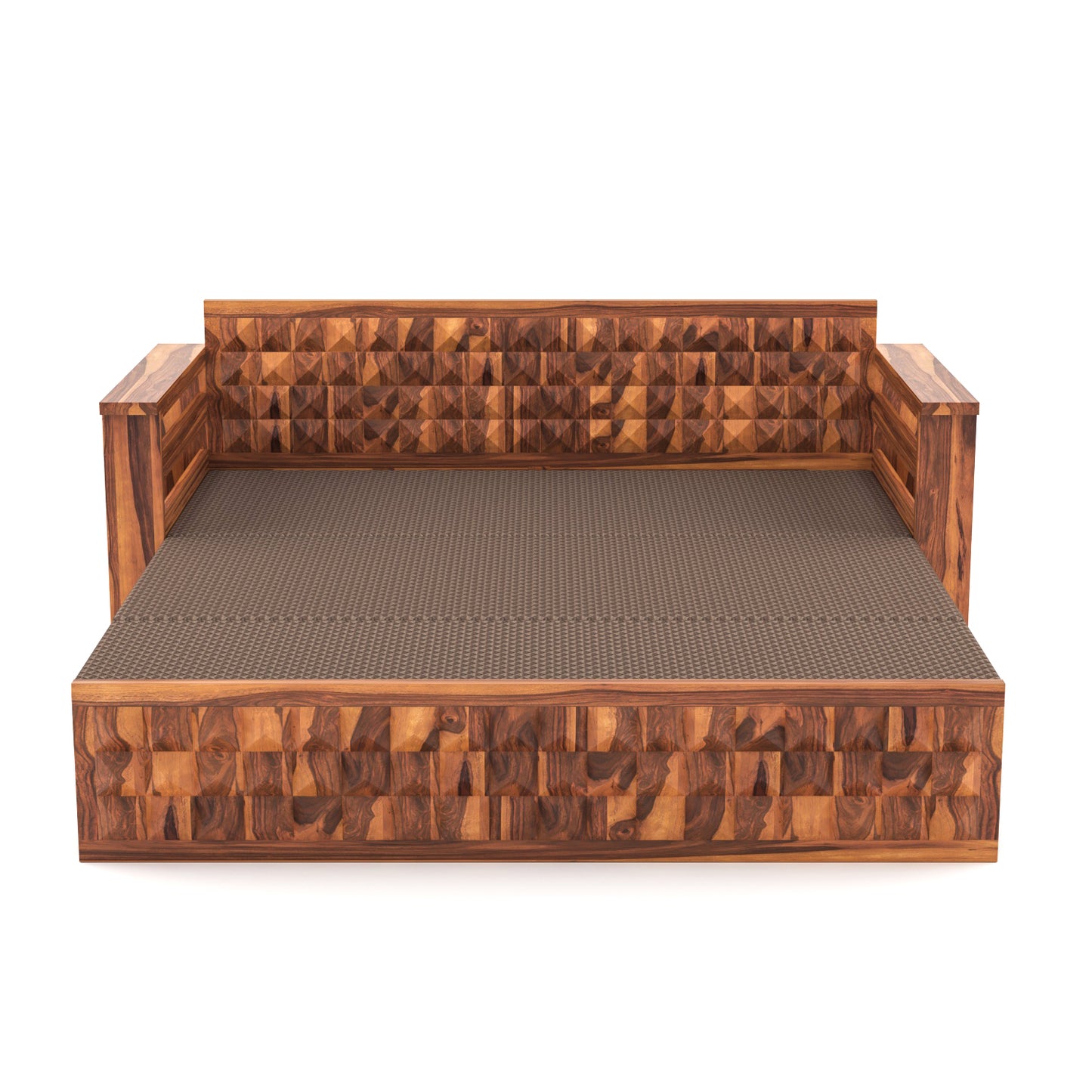 Orvan Solid  Sheesham Wooden 3 Seater diamond Sofa Cum Bed  (Honey  ,Finish )