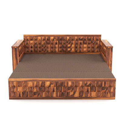 Orvan Solid  Sheesham Wooden 3 Seater diamond Sofa Cum Bed  (Honey  ,Finish )