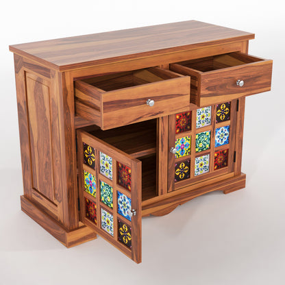 Pivra Solid Sheesham Wood Sideboard and Cabinets (Honey Finish)