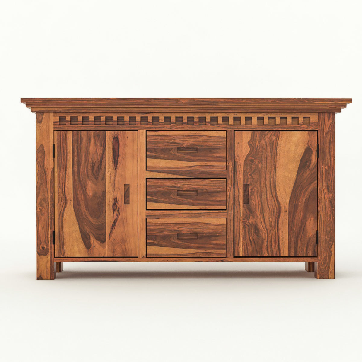 Pivra Solid Sheesham Wood Sideboard and Cabinets (Honey Finish)