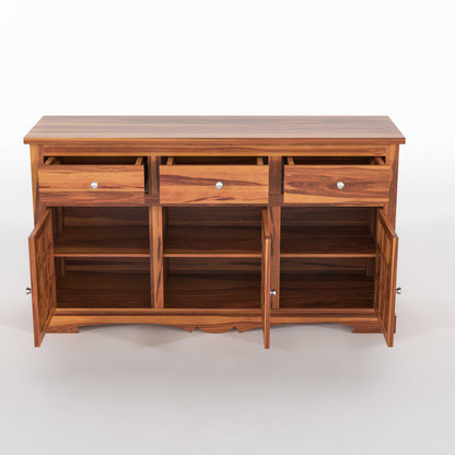 Pivra  Solid Sheesham Wood Sideboard and Cabinets (Honey Finish)