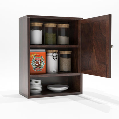 Qorven Solid  Sheesham Wood Kitchen Cabinet Wooden (Walnut Finish)