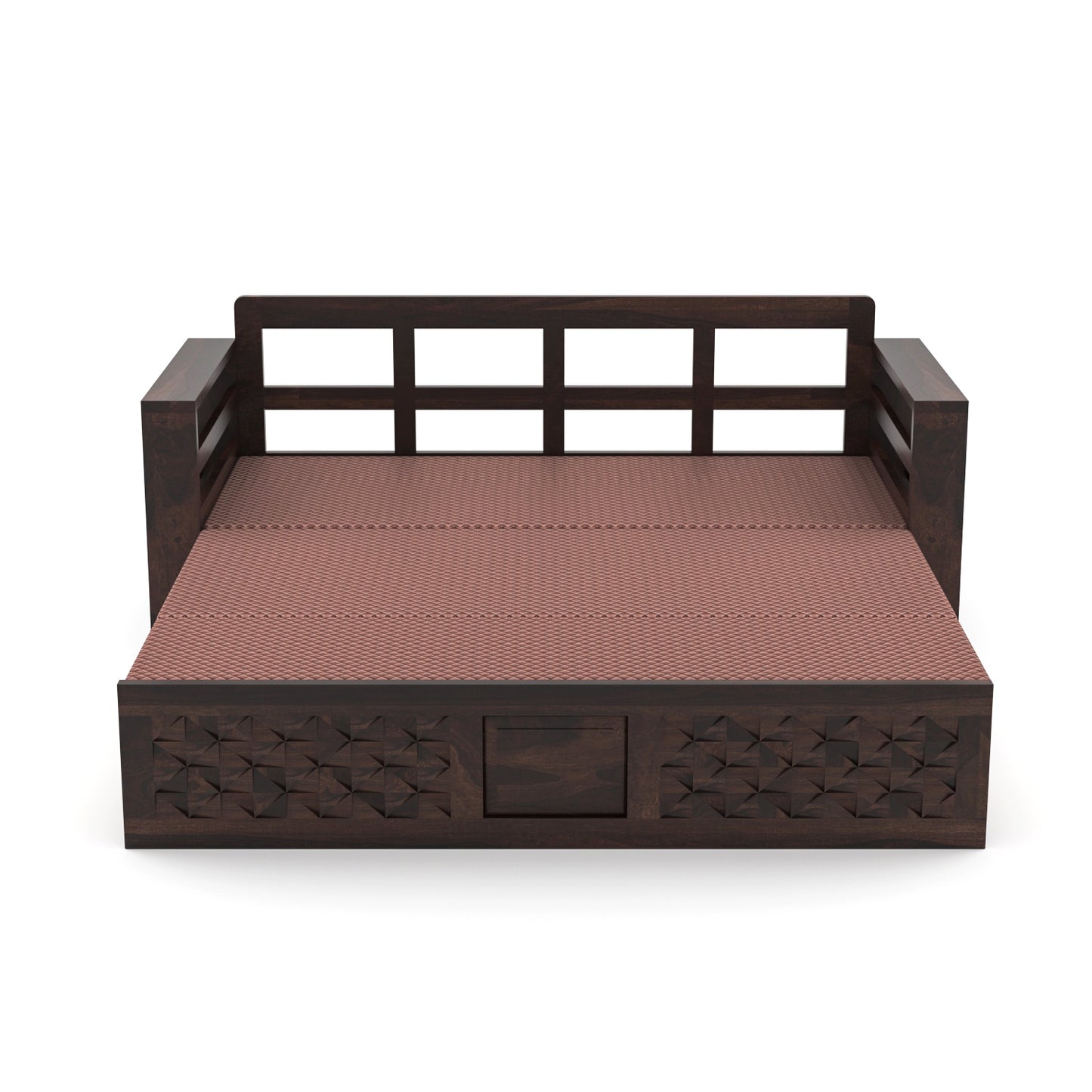Orvan Solid  Sheesham Wooden 3 Seater diamond Sofa Cum Bed  (Walnut ,Finish )