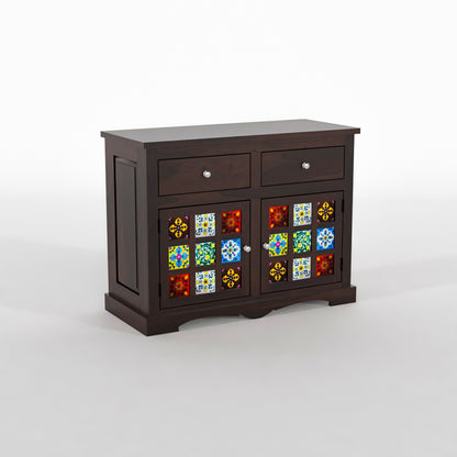 Pivra Solid Sheesham Wood Sideboard and Cabinets (Walnut Finish)