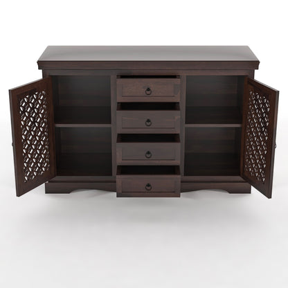 Pivra Solid Sheesham Wood Sideboard and Cabinets (Walnut Finish)