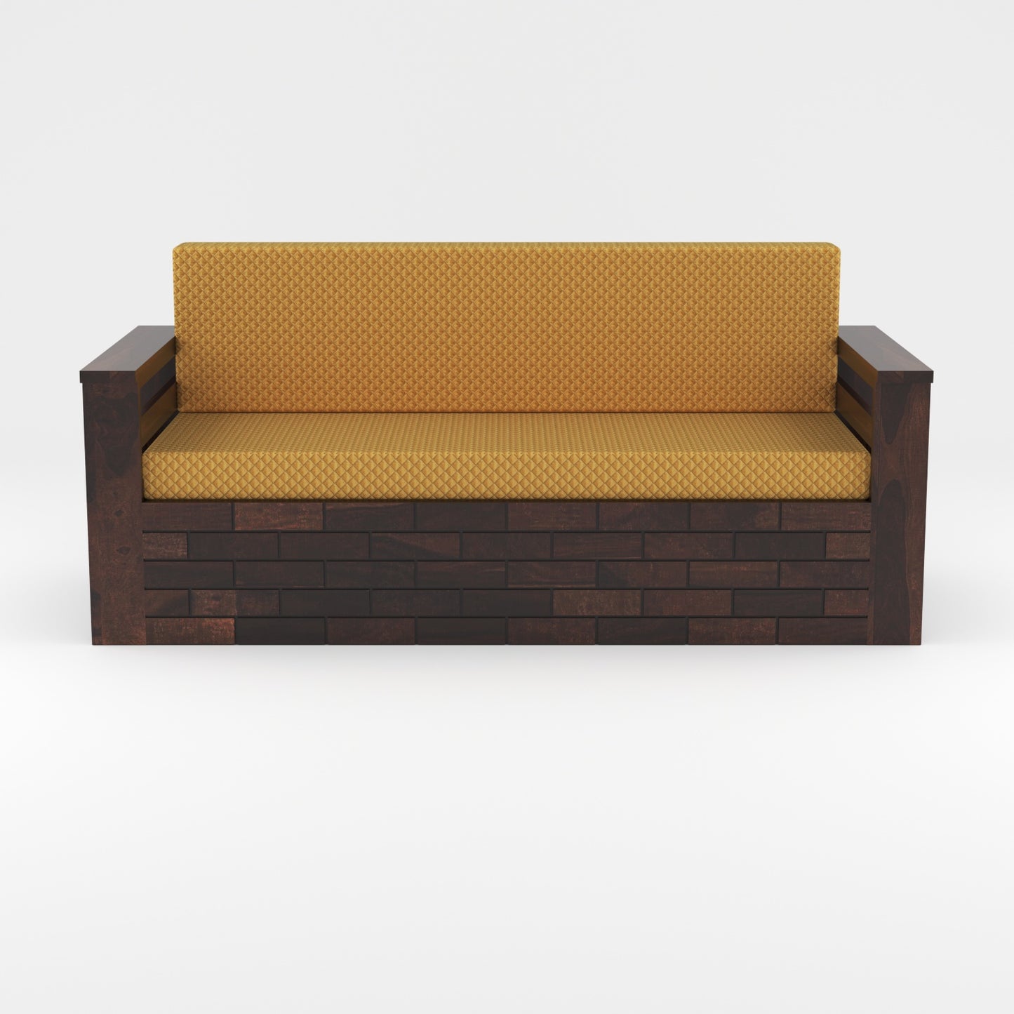 Zelric Solid Sheesham Wooden 3 Seater Sofa Cum Bed  (Walnut  Finish ) Cushion -color:(Beige)