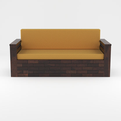 Zelric Solid Sheesham Wooden 3 Seater Sofa Cum Bed  (Walnut  Finish ) Cushion -color:(Beige)