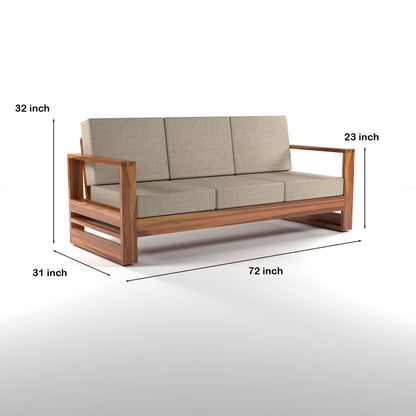 Nivora Sheesham Wooden 3 Seater Sofa Set (Honey Finish)