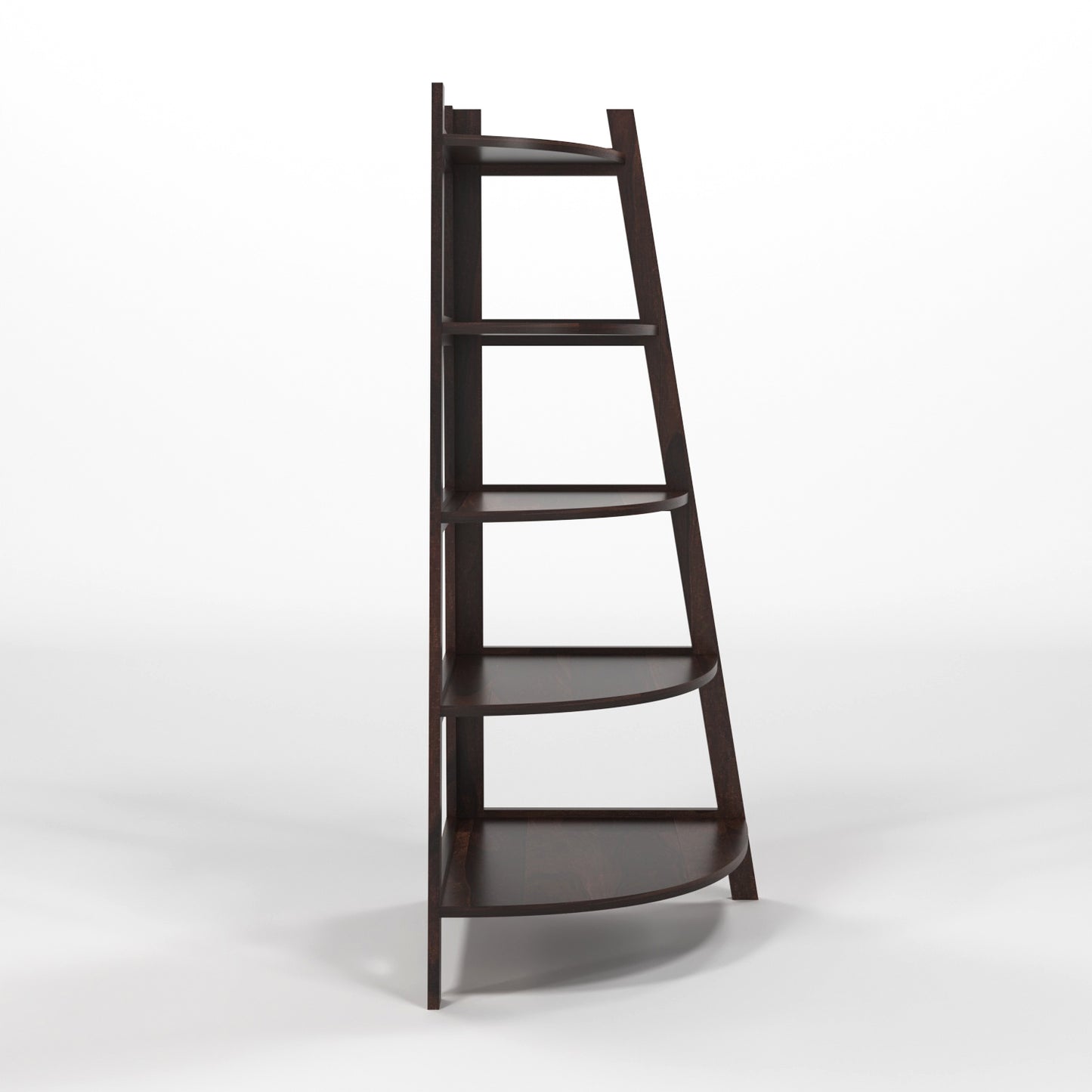 Zentor Solid Sheesham Wood 5 Tier Corner Ladder Shelf Floor Standing (Walnut Finish))