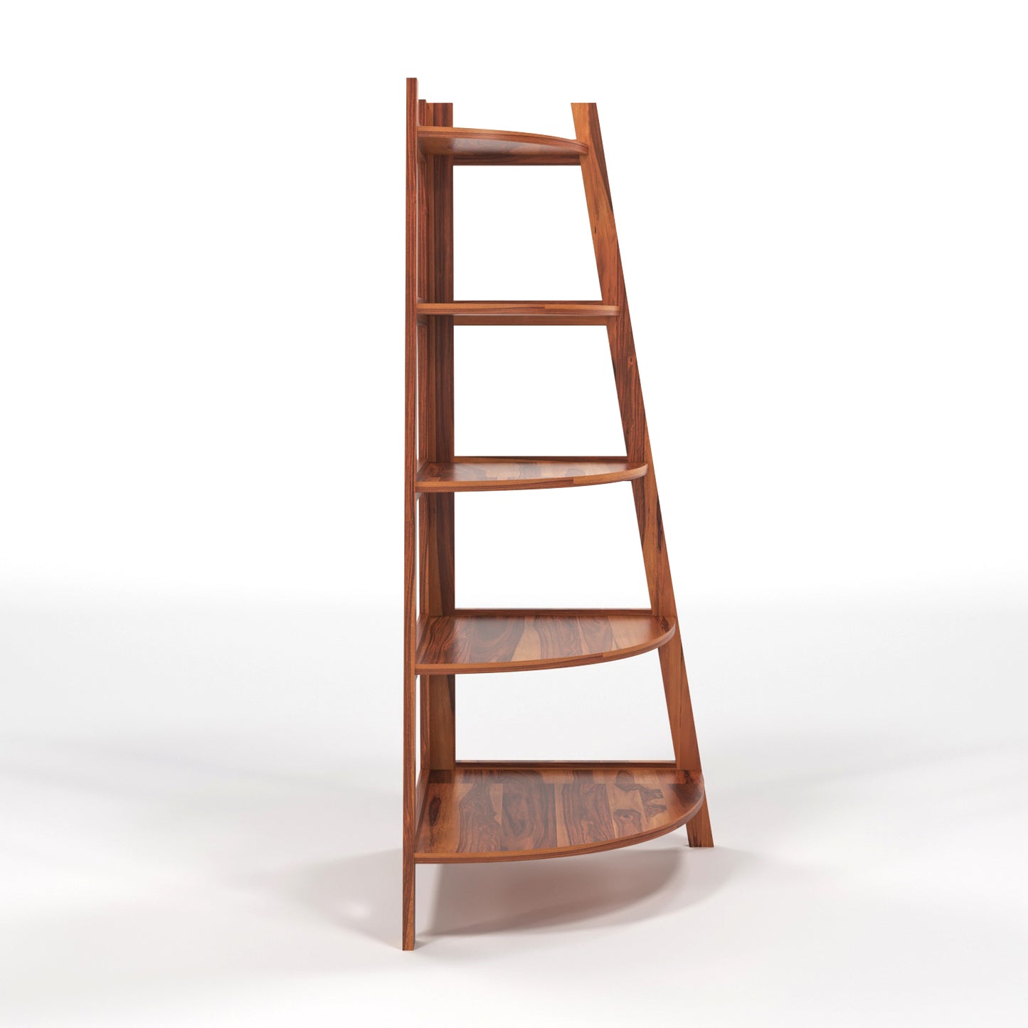Zentor Solid Sheesham Wood 5 Tier Corner Ladder Shelf Floor Standing (Honey Finish))