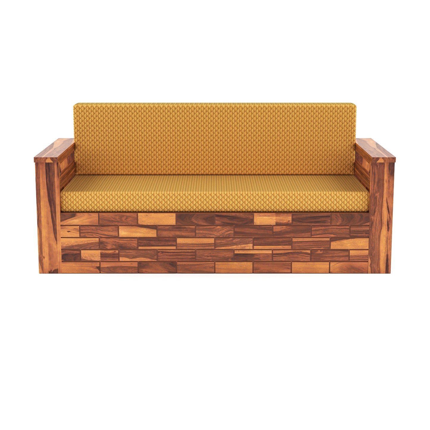 Zelric Solid Sheesham Wooden 3 Seater Sofa Cum Bed  (Honey Finish ) Cushion -color:(Beige)
