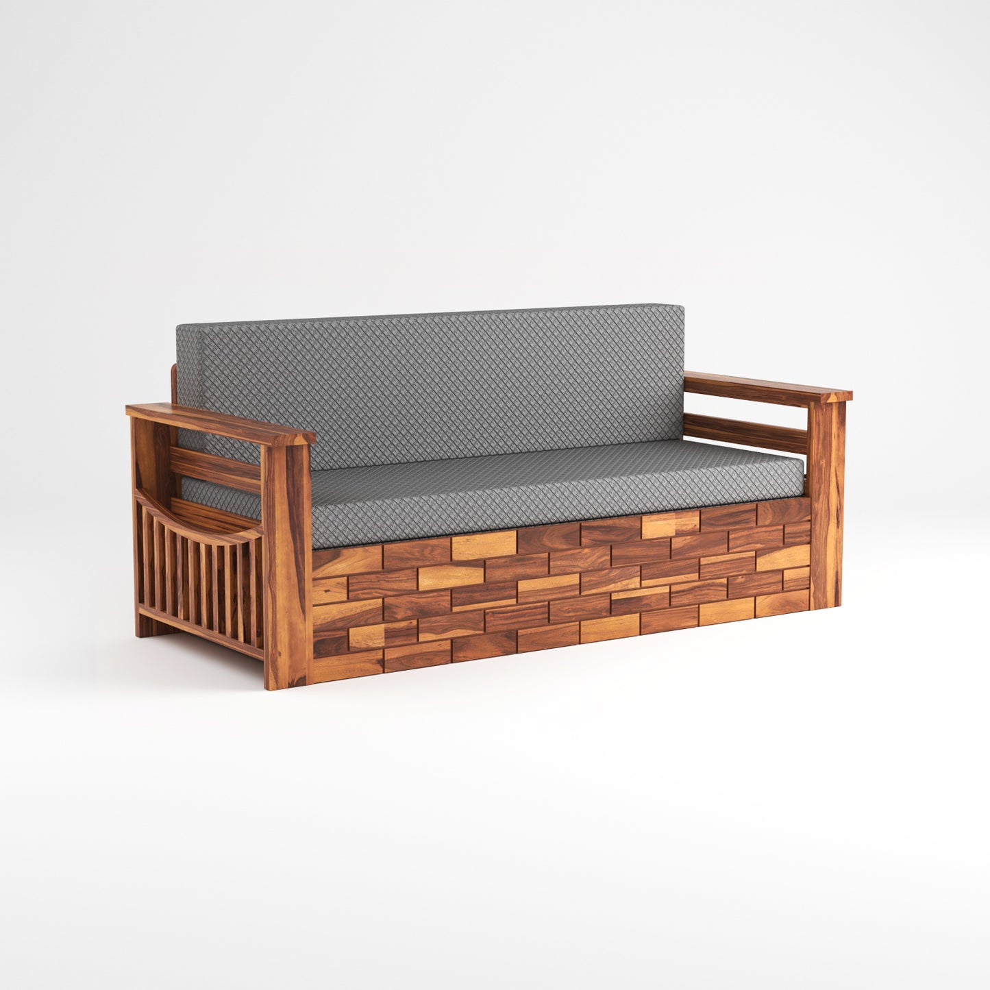Bralor Solid Sheesham Wooden 3 Seater Sofa Cum Bed (Honey Finish)
