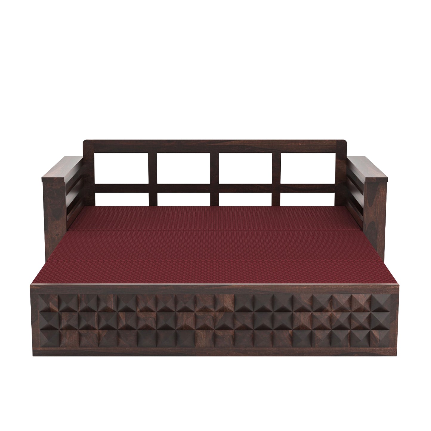 Orvan Solid  Sheesham Wooden 3 Seater diamond Sofa Cum Bed  (Walnut ,Finish )