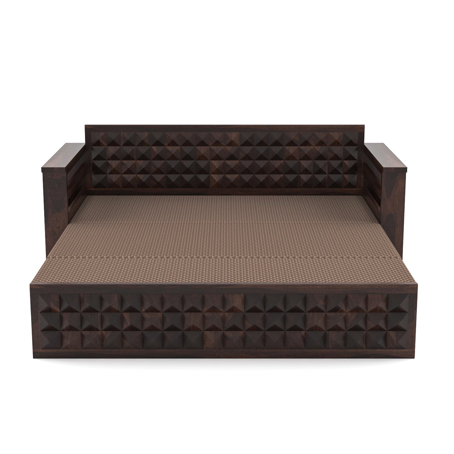 Orvan Solid  Sheesham Wooden 3 Seater diamond Sofa Cum Bed  (Walnut ,Finish )