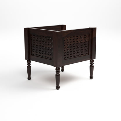 Cindor Solid Sheesham  Wooden 1 Seater Sofa Arm Chair ( Walnut Finish )