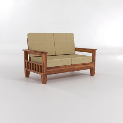 Trivralionel 2 Seater Solid Sheesham Wood Sofa Set (Honey Finish)