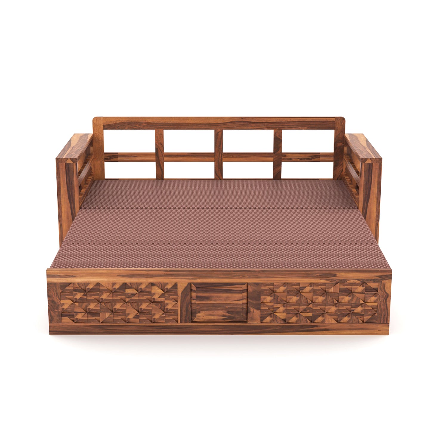 Orvan Solid  Sheesham Wooden 3 Seater diamond Sofa Cum Bed  (Honey,Finish )