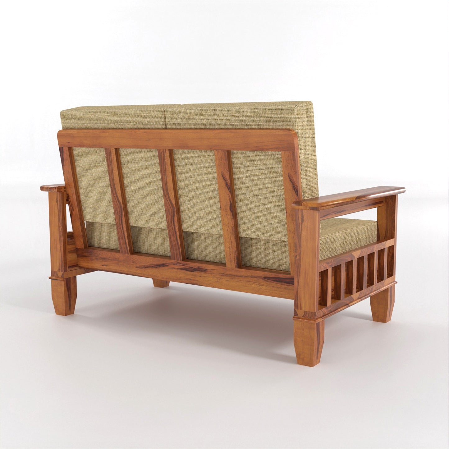 Trivralionel 2 Seater Solid Sheesham Wood Sofa Set (Honey Finish)