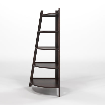 Zentor Solid Sheesham Wood 5 Tier Corner Ladder Shelf Floor Standing (Walnut Finish))
