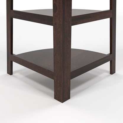 Zentor Solid Sheesham Wood 5 Tier Corner Ladder Shelf Floor Standing (Walnut Finish))