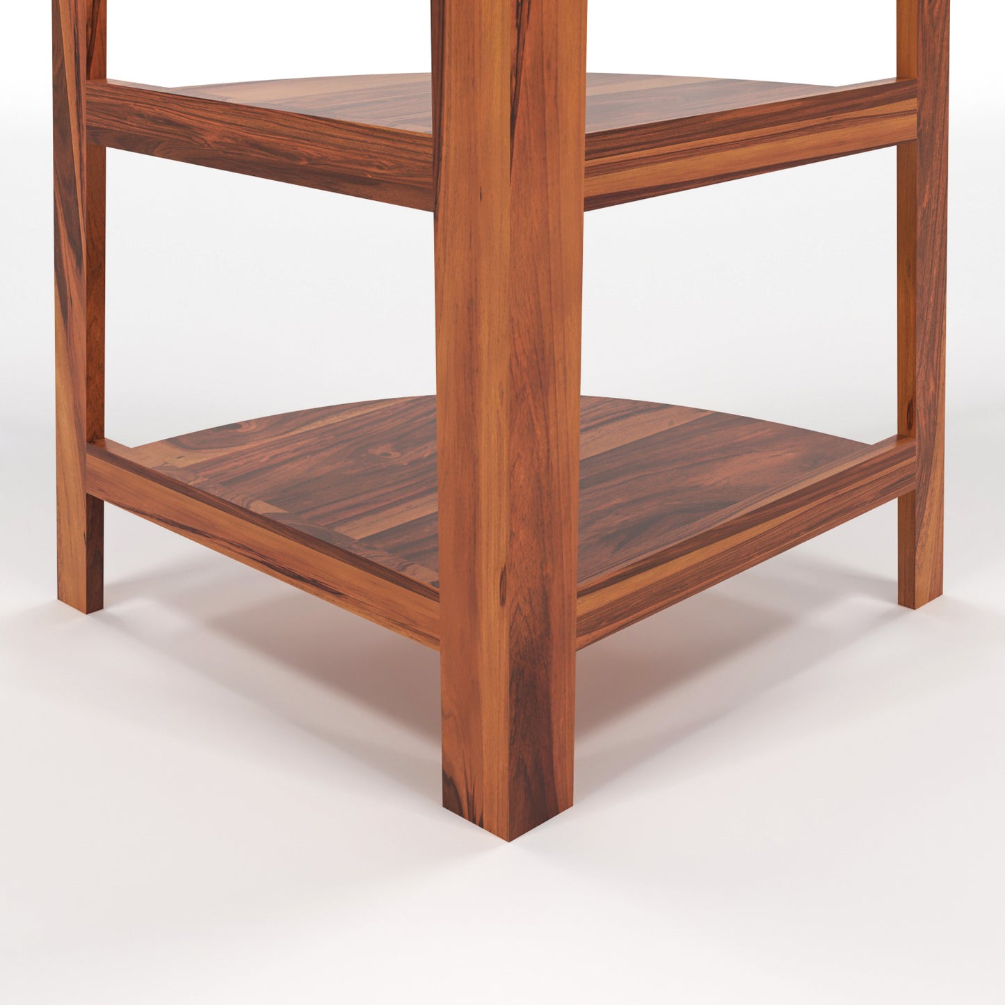 Zentor Solid Sheesham Wood 5 Tier Corner Ladder Shelf Floor Standing (Honey Finish))