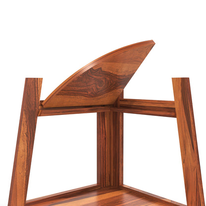 Zentor Solid Sheesham Wood 5 Tier Corner Ladder Shelf Floor Standing (Honey Finish))