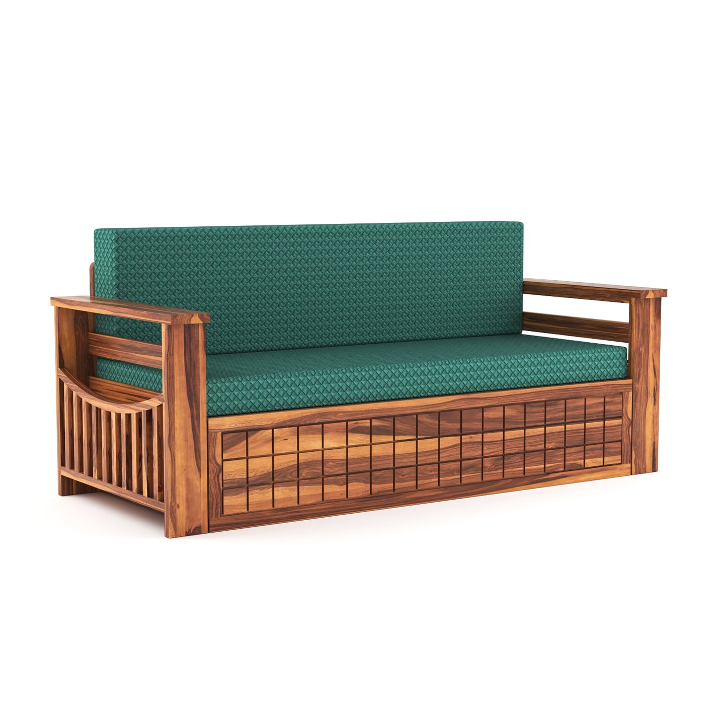 Fivrel Solid Sheesham Wooden 3 Seater Sofa Cum Bed (Honey Finish)