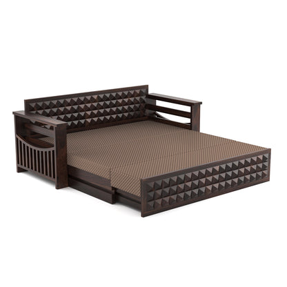 Orvan Solid  Sheesham Wooden 3 Seater diamond Sofa Cum Bed  (Walnut ,Finish )